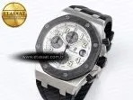 royal oak offshore 42mm ss black ceramic bezel apf 11 best edition white silver dial on black rubber strap a77501