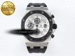 royal oak offshore 42mm ss black ceramic bezel apf 11 best edition white silver dial on black rubber strap a77503