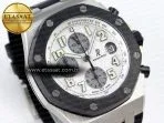 royal oak offshore 42mm ss black ceramic bezel apf 11 best edition white silver dial on black rubber strap a77505