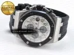 royal oak offshore 42mm ss black ceramic bezel apf 11 best edition white silver dial on black rubber strap a77507