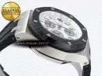 royal oak offshore 42mm ss black ceramic bezel apf 11 best edition white silver dial on black rubber strap a77509