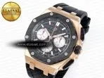royal oak offshore 44mm rg black ceramic bezel apf 11 best edition black silver dial on black rubber strap a44012
