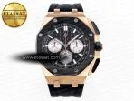 royal oak offshore 44mm rg black ceramic bezel apf 11 best edition black silver dial on black rubber strap a44013
