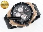 royal oak offshore 44mm rg black ceramic bezel apf 11 best edition black silver dial on black rubber strap a44016