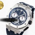 royal oak offshore 44mm ss bezel apf 11 best edition blue silver dial on blue rubber strap a44011