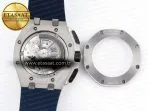 royal oak offshore 44mm ss bezel apf 11 best edition blue silver dial on blue rubber strap a440119