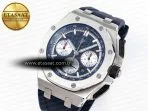 royal oak offshore 44mm ss bezel apf 11 best edition blue silver dial on blue rubber strap a44012