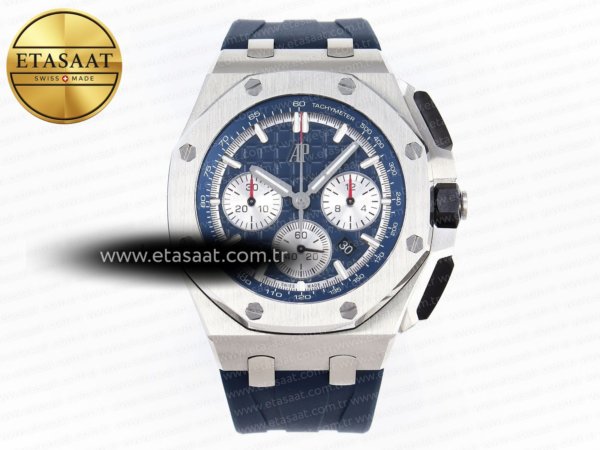 Audemars Piguet Royal Oak Offshore 44MM Mavi/Gümüş A4401 Eta Saat - 1:1 Süper Klon Replika Saat