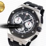 royal oak offshore 44mm ss black ceramic bezel apf 11 best edition black silver dial on black rubber strap a44011