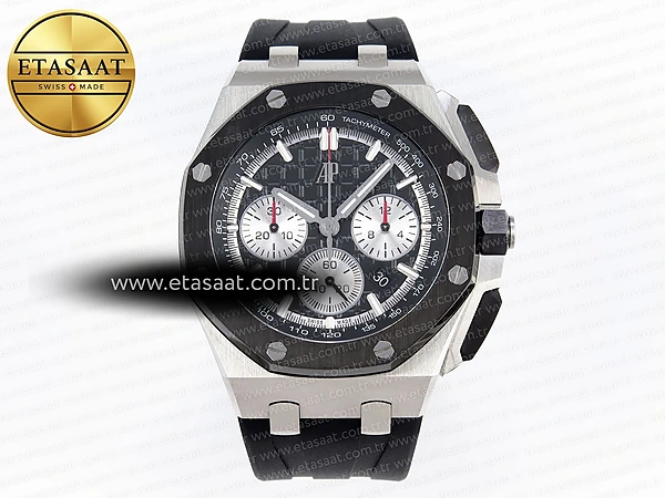 Audemars Piguet Royal Oak Offshore 44MM Siyah/Gümüş A4401 Eta Saat - 1:1 Süper Klon Replika Saat