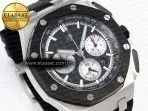 royal oak offshore 44mm ss black ceramic bezel apf 11 best edition black silver dial on black rubber strap a44015