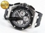 royal oak offshore 44mm ss black ceramic bezel apf 11 best edition black silver dial on black rubber strap a44017