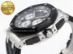 royal oak offshore 44mm ss black ceramic bezel apf 11 best edition black silver dial on black rubber strap a44018