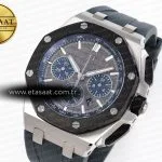 royal oak offshore 44mm ss black ceramic bezel apf 11 best edition gray blue dial on gray rubber strap a44011