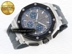 royal oak offshore 44mm ss black ceramic bezel apf 11 best edition gray blue dial on gray rubber strap a44016
