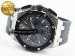 royal oak offshore 44mm ss black ceramic bezel apf 11 best edition gray blue dial on gray rubber strap a44017