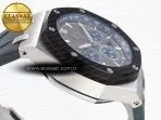 royal oak offshore 44mm ss black ceramic bezel apf 11 best edition gray blue dial on gray rubber strap a44019