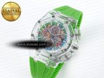 royal oak offshore 44mm transparent apf best edition colorful dial on green rubber strap a31262
