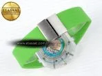 royal oak offshore 44mm transparent apf best edition colorful dial on green rubber strap a312623