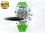 royal oak offshore 44mm transparent apf best edition colorful dial on green rubber strap a31263