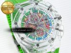 royal oak offshore 44mm transparent apf best edition colorful dial on green rubber strap a31264