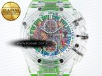 royal oak offshore 44mm transparent apf best edition colorful dial on green rubber strap a31265