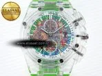 royal oak offshore 44mm transparent apf best edition colorful dial on green rubber strap a31265