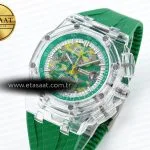 royal oak offshore 44mm transparent apf best edition green dial on green rubber strap a31261