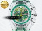 royal oak offshore 44mm transparent apf best edition green dial on green rubber strap a31267