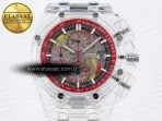 royal oak offshore 44mm transparent apf best edition red dial on white rubber strap a31263