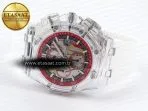 royal oak offshore 44mm transparent apf best edition red dial on white rubber strap a31265