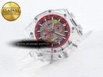 royal oak offshore 44mm transparent apf best edition red dial on white rubber strap a31266