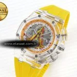 royal oak offshore 44mm transparent apf best edition yellow dial on yellow rubber strap a31261