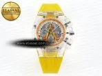 royal oak offshore 44mm transparent apf best edition yellow dial on yellow rubber strap a31263