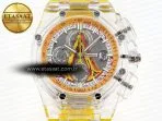 royal oak offshore 44mm transparent apf best edition yellow dial on yellow rubber strap a31264
