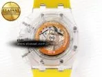 royal oak offshore 44mm transparent apf best edition yellow dial on yellow rubber strap a31266