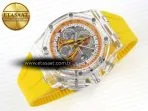 royal oak offshore 44mm transparent apf best edition yellow dial on yellow rubber strap a31267