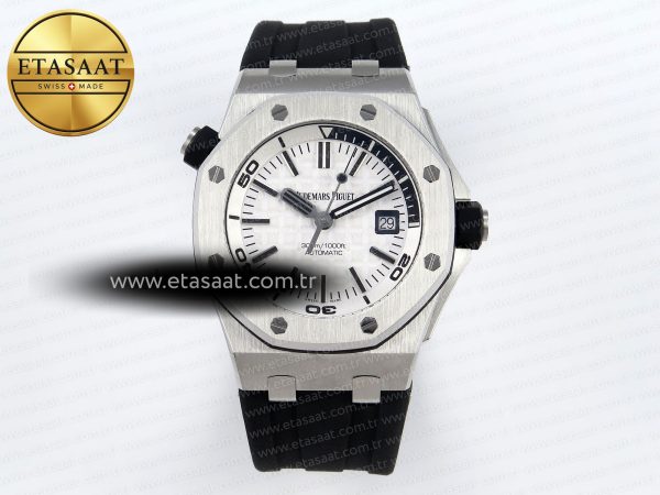 Audemars Piguet Diver 15710 Beyaz Kadran Siyah SA3120 Eta Saat - 1:1 Süper Klon Replika Saat