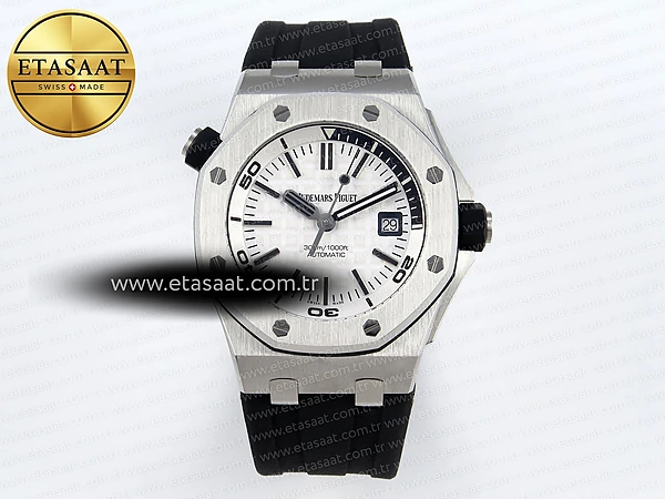 Audemars Piguet Diver 15710 Beyaz Kadran Siyah SA3120 Eta Saat - 1:1 Süper Klon Replika Saat