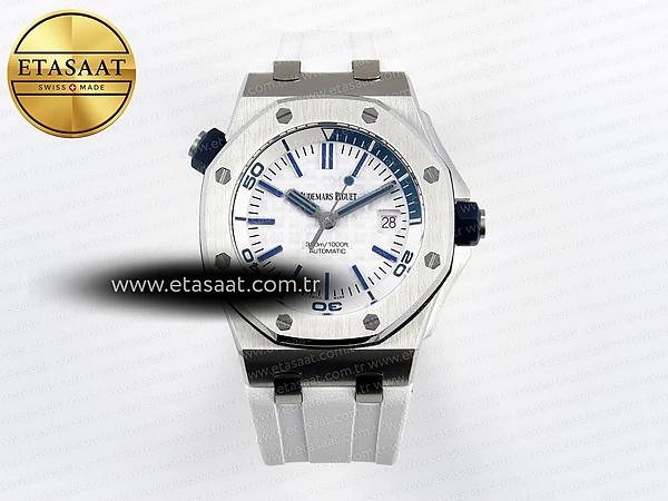 Audemars Piguet Diver 15710 Beyaz Kadran SA3120 Eta Saat - 1:1 Süper Klon Replika Saat