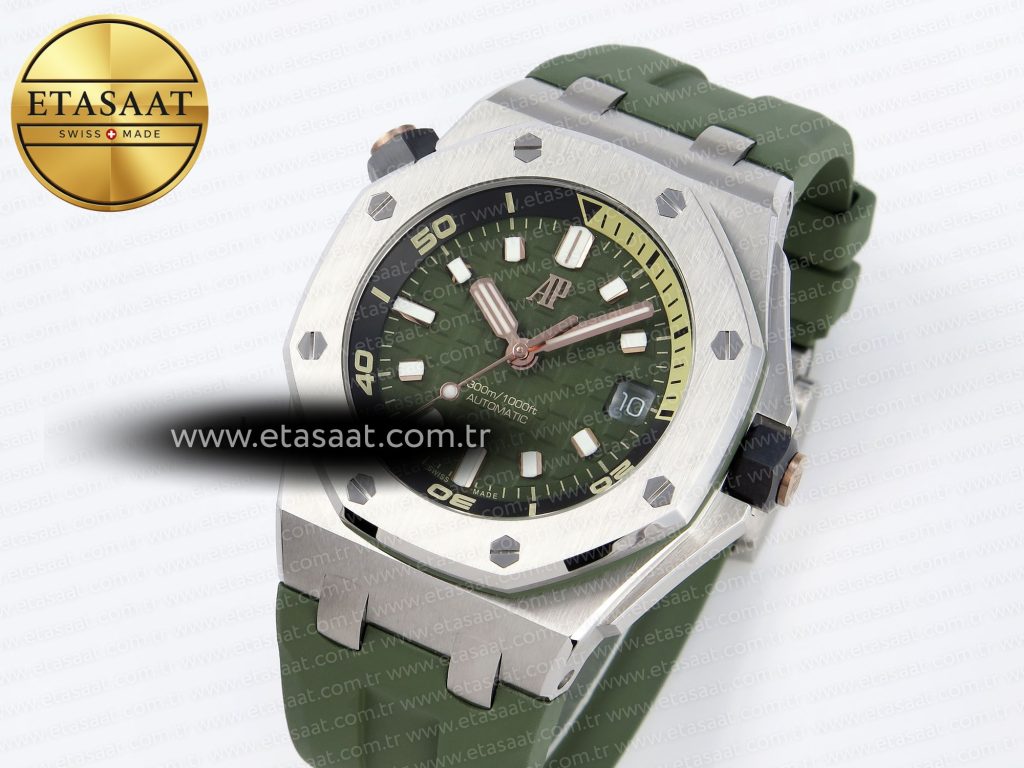 royal oak offshore diver 15720 apsf 11 best edition green dial on green rubber strap sa43081