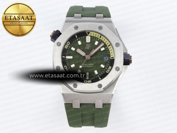 Audemars Piguet Royal Oak Offshore Diver 15720 Yeşil SA4308 Eta Saat - 1:1 Süper Klon Replika Saat