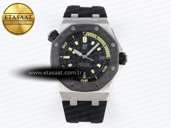 Audemars Piguet Royal Oak Offshore Diver 15720 Siyah SA4308 Eta Saat - 1:1 Süper Klon Replika Saat