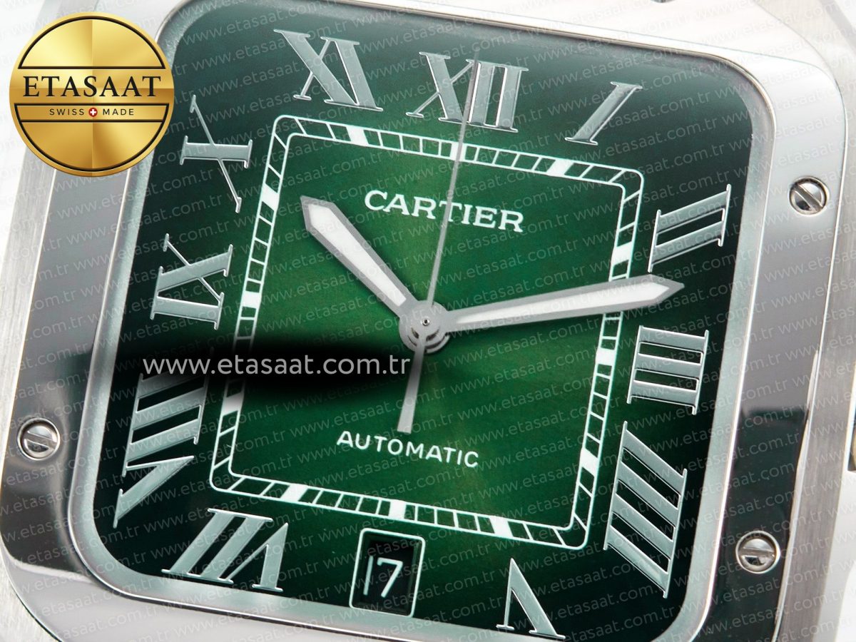 Cartier Santos de Cartier 40mm SS 2018 BVF 1:1 Best Edition Green Dial on SS SmartLinks Bracelet MIYOTA 9015 V2 - Görsel 10