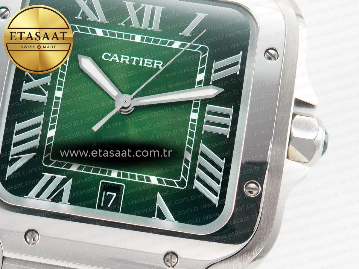 Cartier Santos de Cartier 40mm SS 2018 BVF 1:1 Best Edition Green Dial on SS SmartLinks Bracelet MIYOTA 9015 V2 - Görsel 11