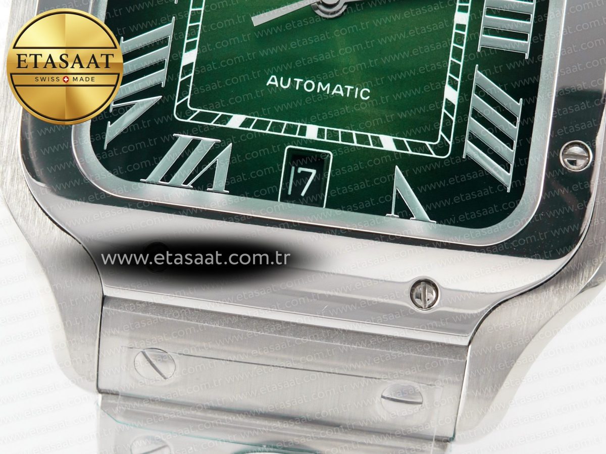 Cartier Santos de Cartier 40mm SS 2018 BVF 1:1 Best Edition Green Dial on SS SmartLinks Bracelet MIYOTA 9015 V2 - Görsel 12
