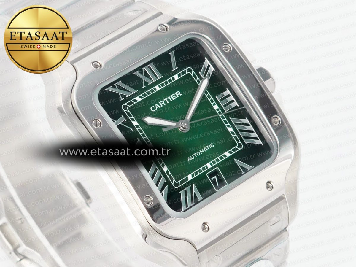 Cartier Santos de Cartier 40mm SS 2018 BVF 1:1 Best Edition Green Dial on SS SmartLinks Bracelet MIYOTA 9015 V2 - Görsel 5