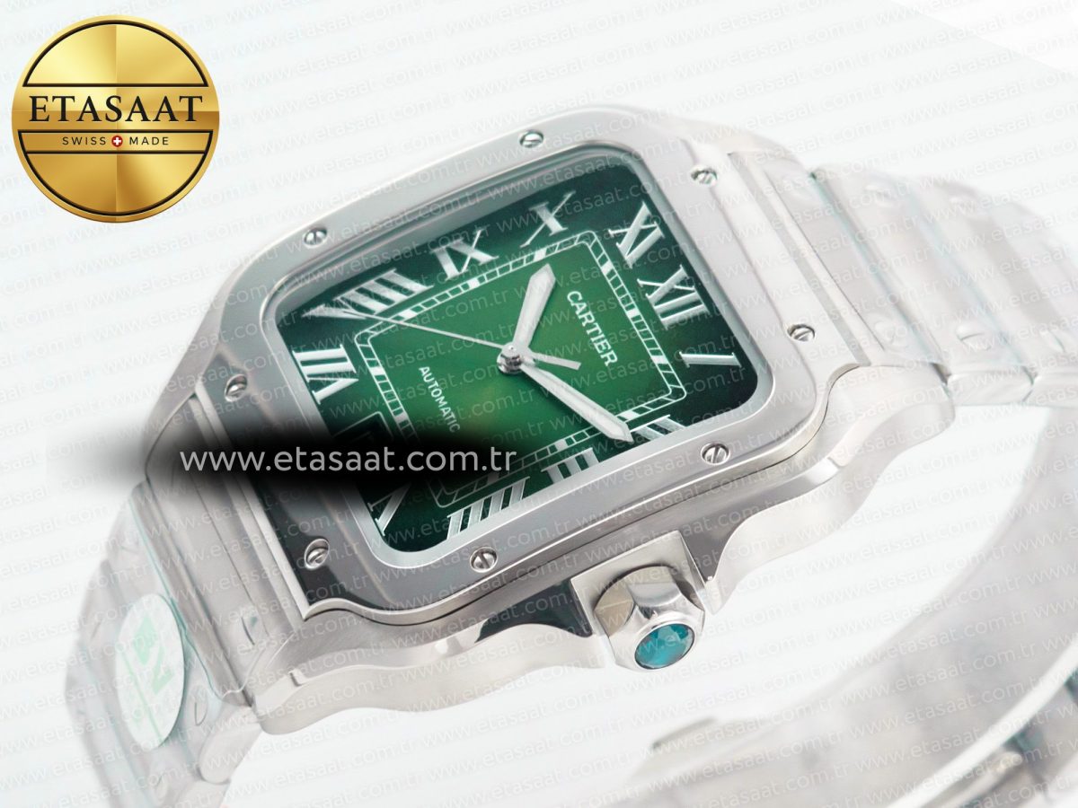 Cartier Santos de Cartier 40mm SS 2018 BVF 1:1 Best Edition Green Dial on SS SmartLinks Bracelet MIYOTA 9015 V2 - Görsel 6