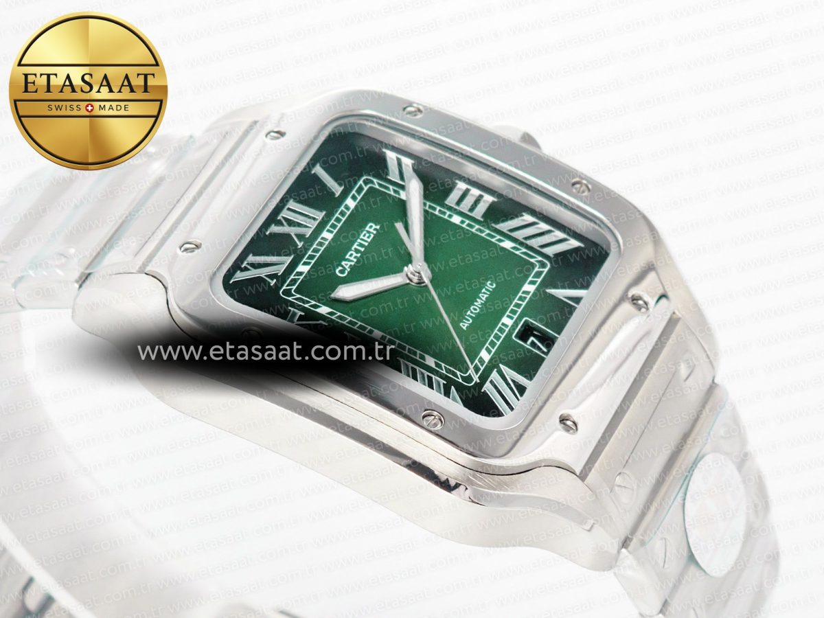 Cartier Santos de Cartier 40mm SS 2018 BVF 1:1 Best Edition Green Dial on SS SmartLinks Bracelet MIYOTA 9015 V2 - Görsel 7
