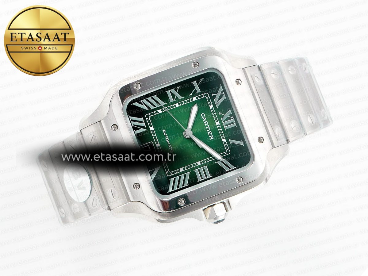 Cartier Santos de Cartier 40mm SS 2018 BVF 1:1 Best Edition Green Dial on SS SmartLinks Bracelet MIYOTA 9015 V2 - Görsel 8